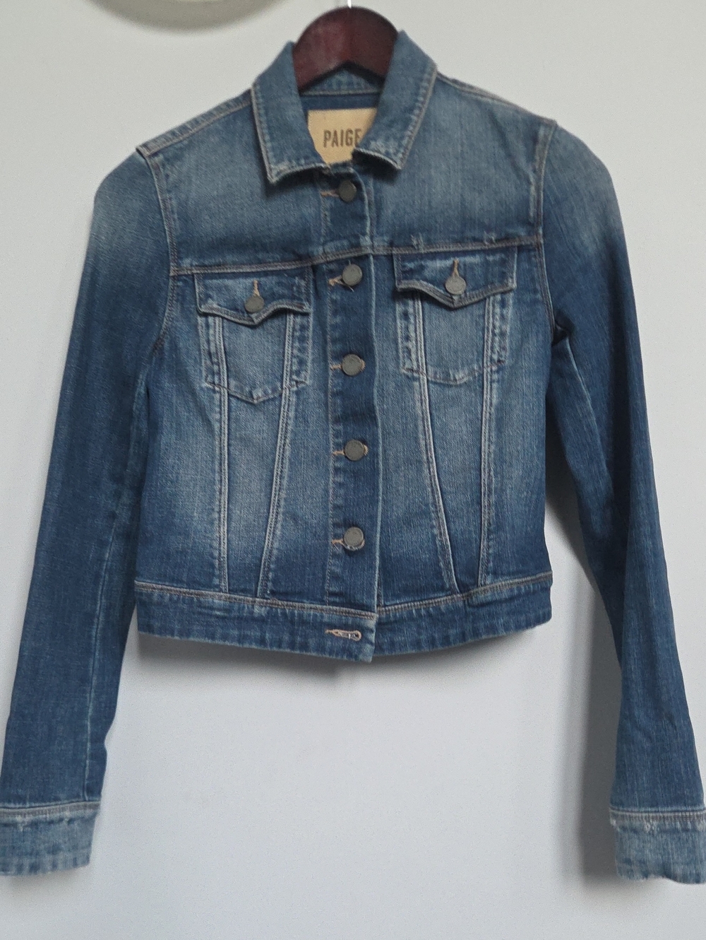 PAIGE Women's Blue Washed Denim Jacket Size XS